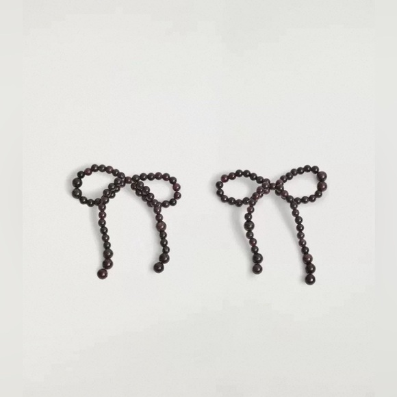 New COS Garnet Bow Beaded Earrings - Picture 4 of 10